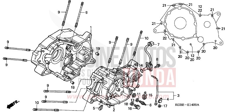 CRANKCASE for Shadow VT125C CARNELIAN RED METALLIC (R296) from 2004